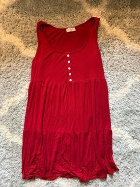 Pink Lily Red Tiered Sleeveless Tank Dress